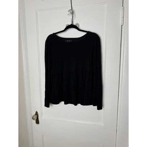 LOFT Tops - Loft Black Lightweight Long Sleeve Tiered Flowy T-shirt Top Women's Large